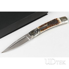 ACK Black mobster antler handle pocket knife UD405276